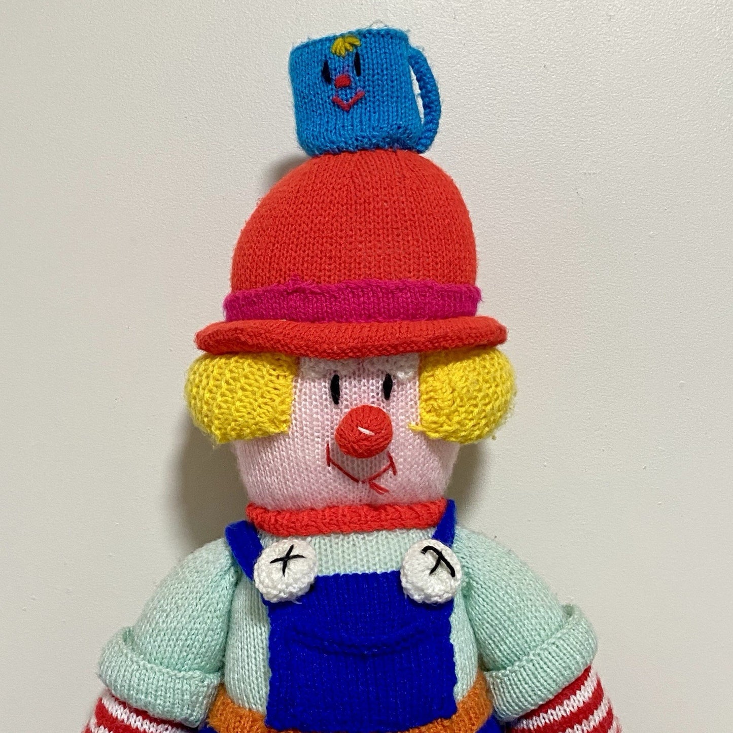 Vintage Jean Greenhowe Hand Knitted XXL Large Mechanic Clown Plush Soft Toy Rare