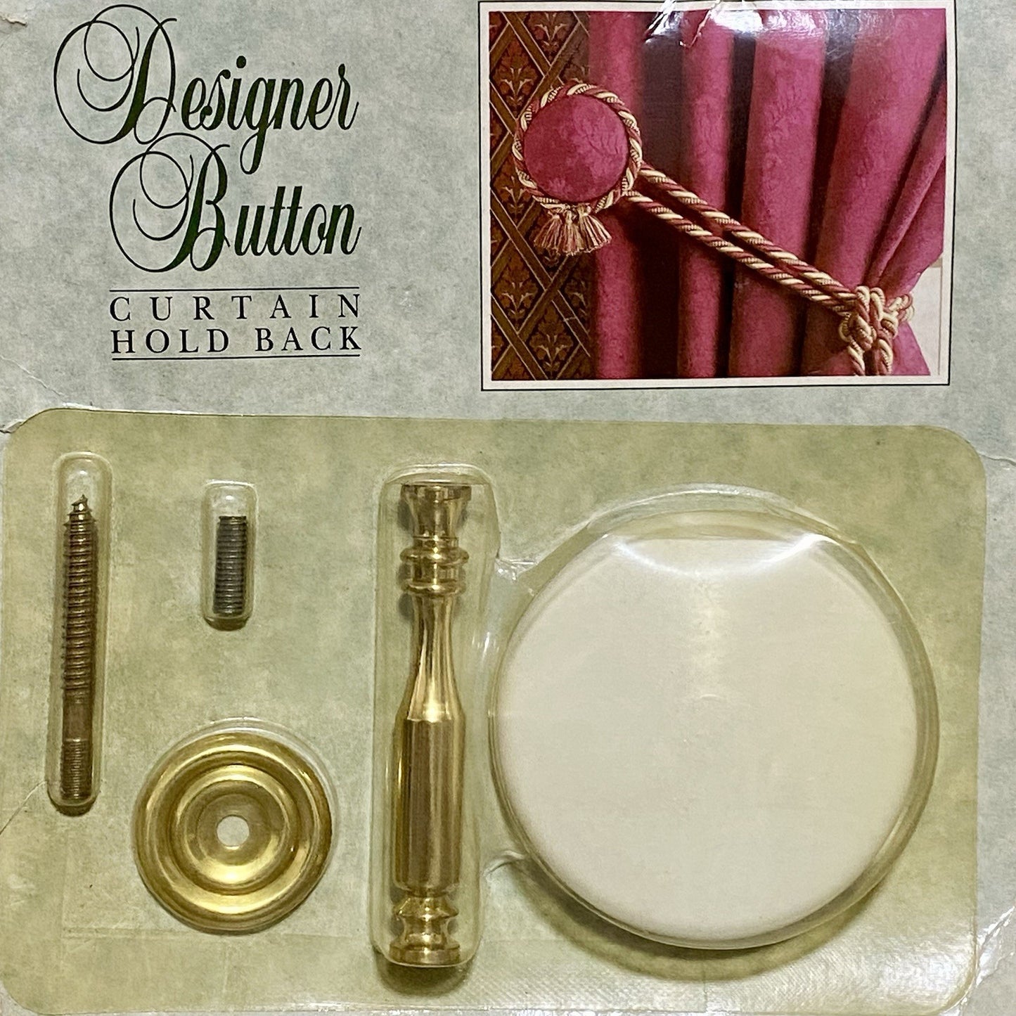 Vintage Kestrel Curtain Designer Button Hold Back Holdback Art Deco Kit Set Rare
