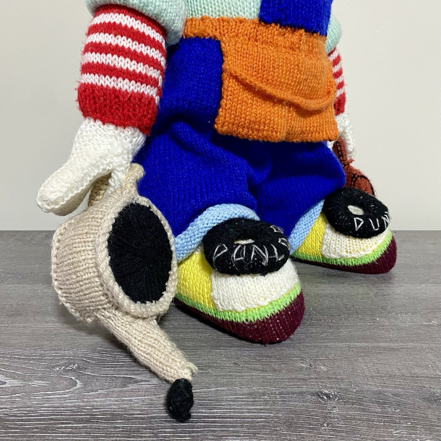 Vintage Jean Greenhowe Hand Knitted XXL Large Mechanic Clown Plush Soft Toy Rare