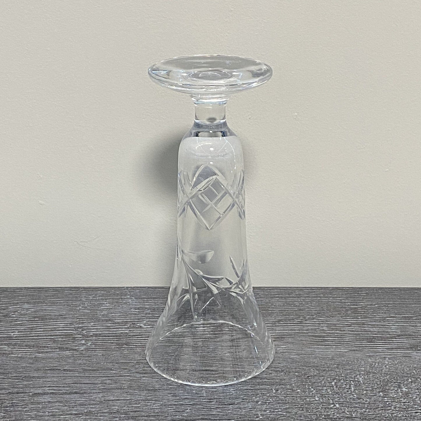 Vintage Crystal Cut Glass Clear Round Floral Art Deco Flared Fluted Flower Vase