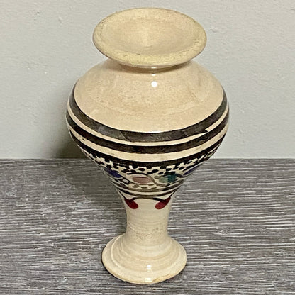 Vintage Laouini Nabeul Tunisie Small Bud Vase Art Deco Patterned Pottery Rare
