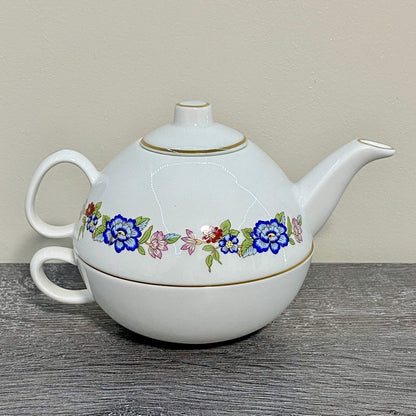 Royal Tara Single Teapot & Stacking Tea Cup Bone China Floral Harmony Galway