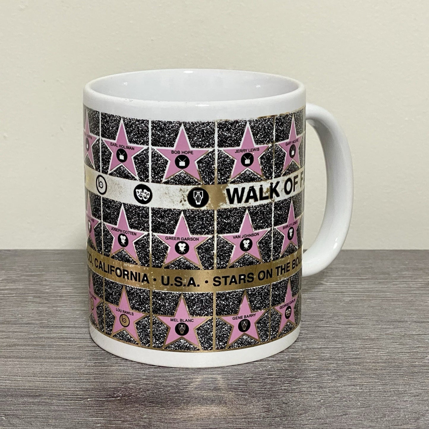 Vintage Hollywood Walk Of Fame Coffee Mug Tea Cup 1992 Famous Stars Celebrities