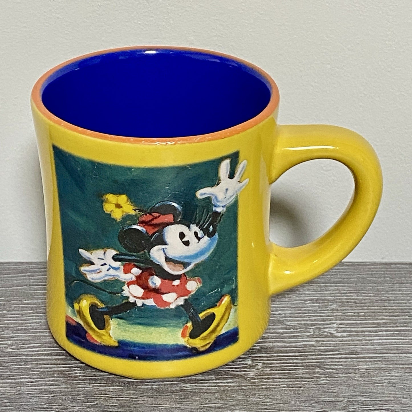 Official Disney Store Minnie Mouse Coffee Mug Yellow Vintage Retro Tea Cup Rare