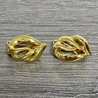 Vintage Gold Tone Clip On Earrings 80s 90s Loop Ladies Costume Jewellery Pair