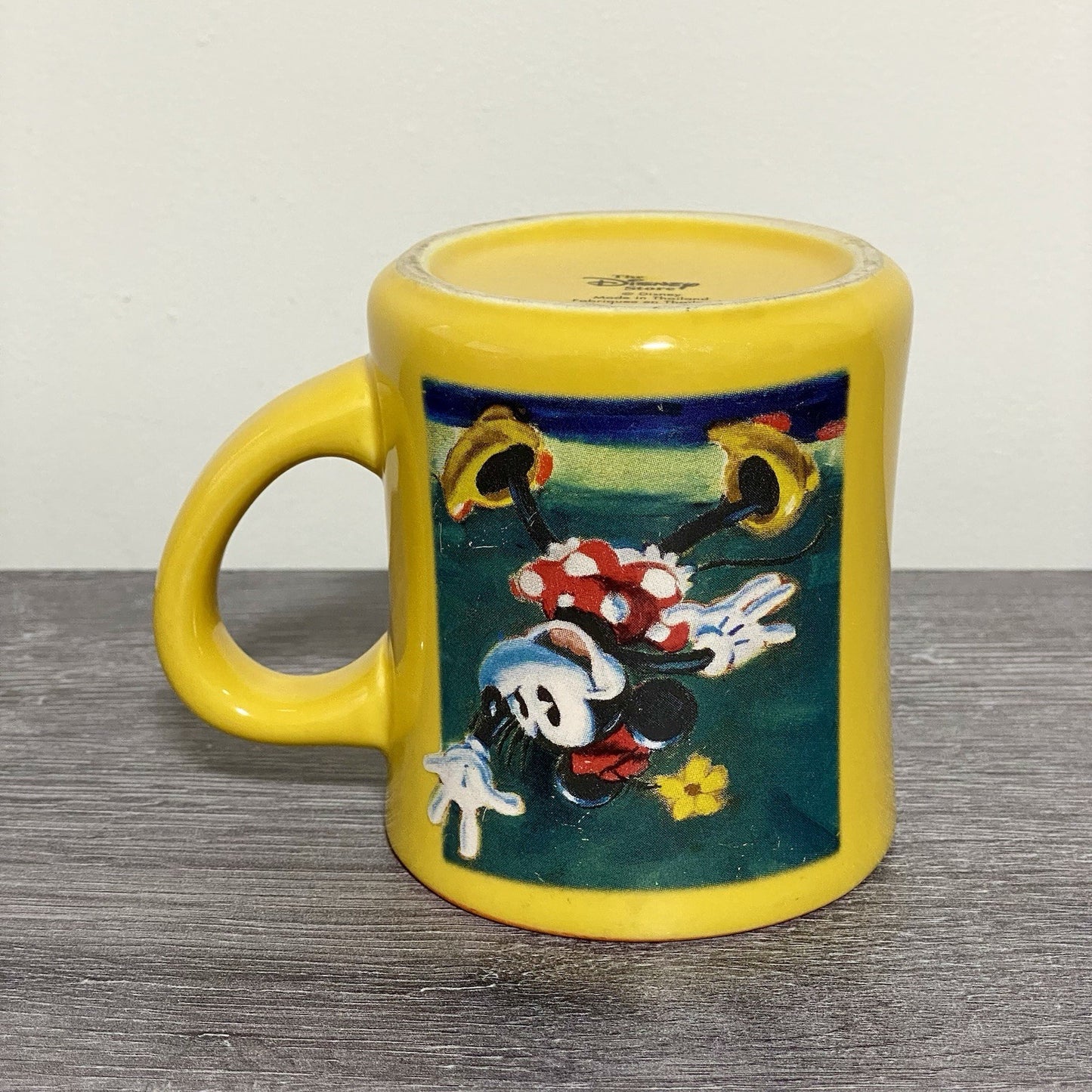 Official Disney Store Minnie Mouse Coffee Mug Yellow Vintage Retro Tea Cup Rare