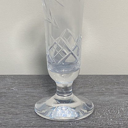 Vintage Crystal Cut Glass Clear Round Floral Art Deco Flared Fluted Flower Vase