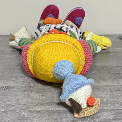 Vintage Jean Greenhowe Hand Knitted XXL Large Butcher Clown Plush Soft Toy Rare