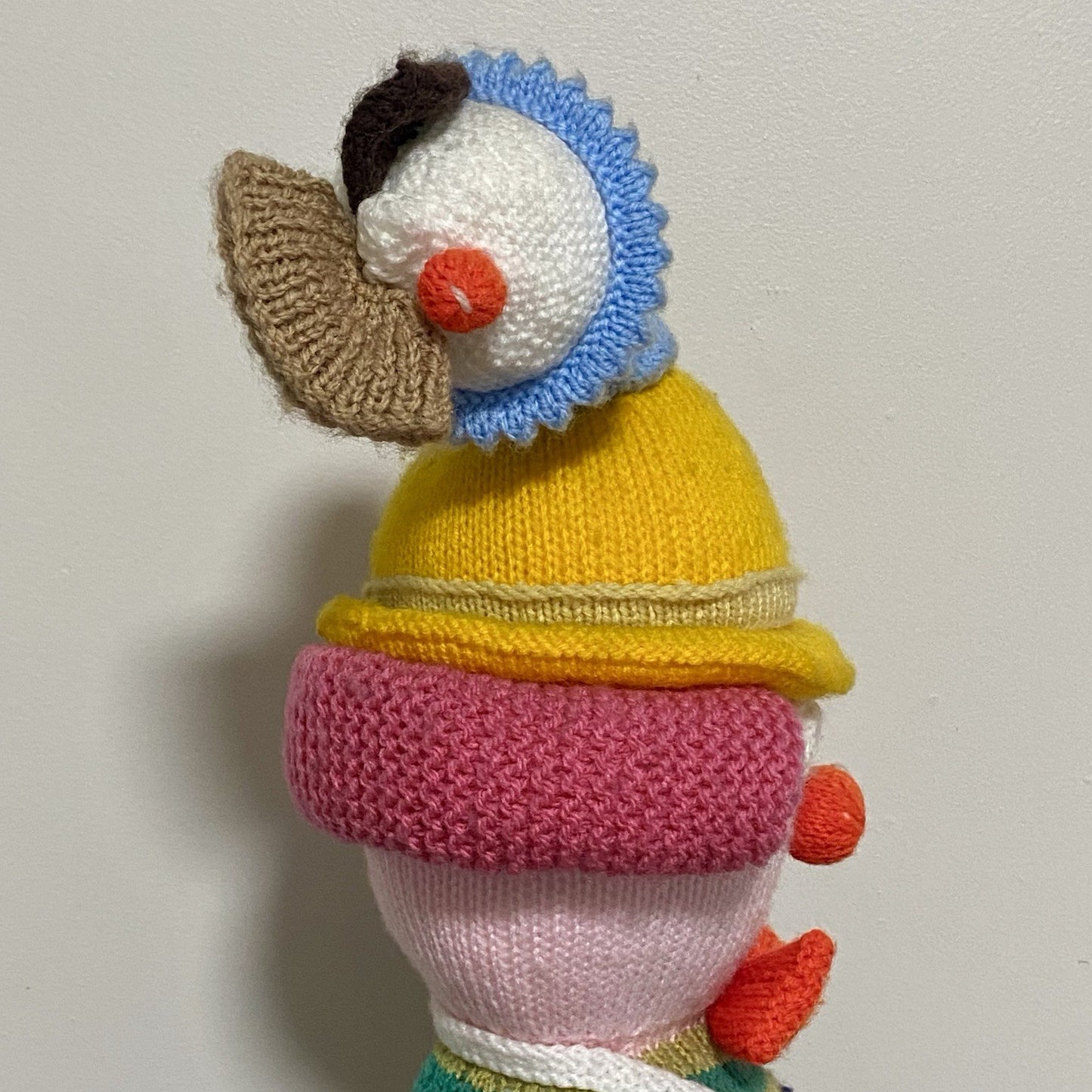 Vintage Jean Greenhowe Hand Knitted XXL Large Butcher Clown Plush Soft Toy Rare
