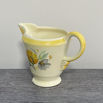 Vintage Newhall England Pottery Jug Fortuna Shape Art Deco Floral Hand Painted