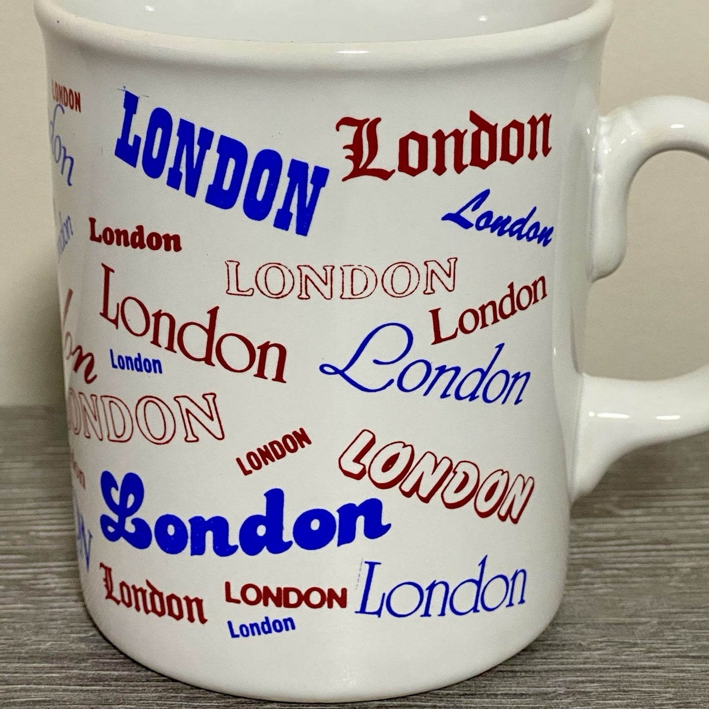 Vintage London Writing Fonts Coffee Mug Collectible Tea Cup Made In England Rare