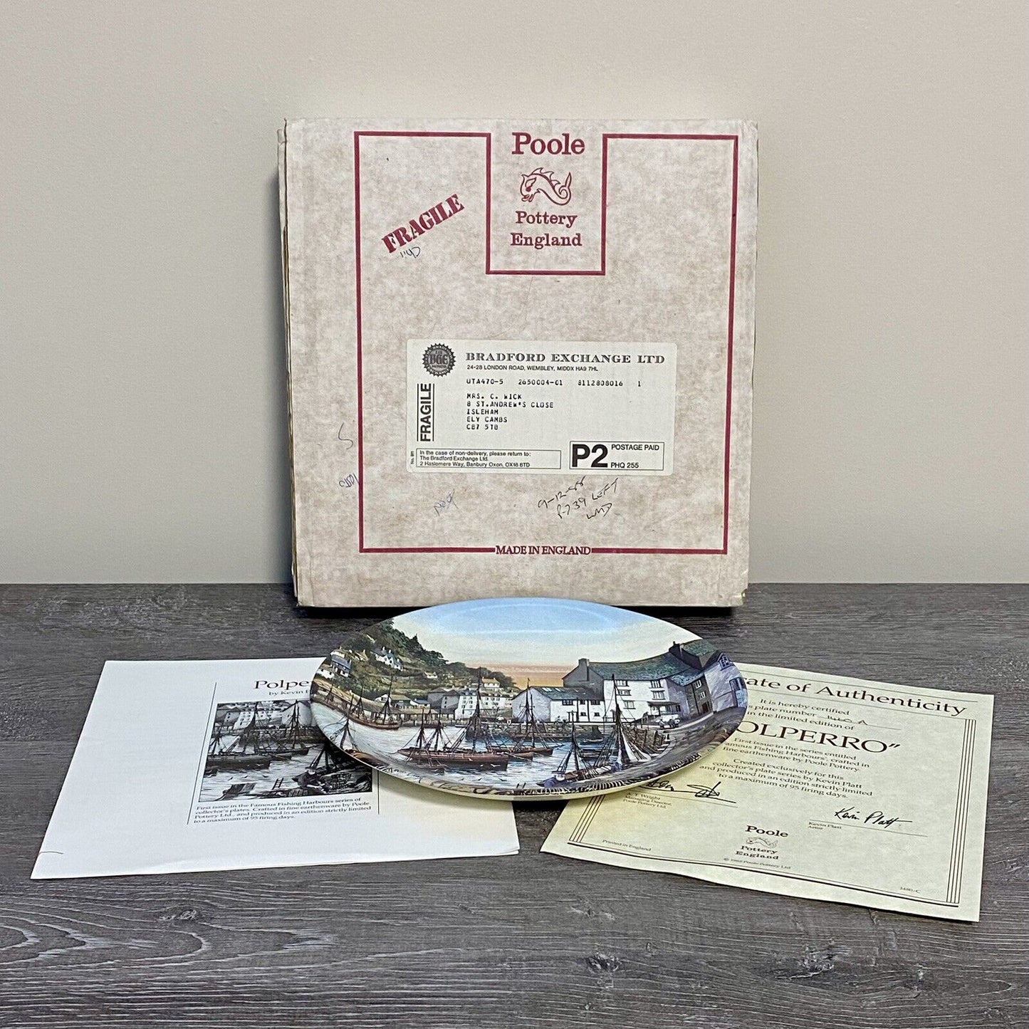 1988 Polperro By Kevin Platt Poole Pottery Famous Fishing Harbours Series Plate