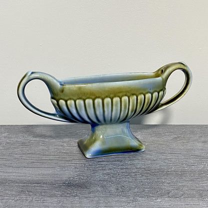 Vintage Irish Porcelain Blue Green Planter Double Handled 8 1/4” Length Ireland