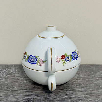 Royal Tara Single Teapot & Stacking Tea Cup Bone China Floral Harmony Galway
