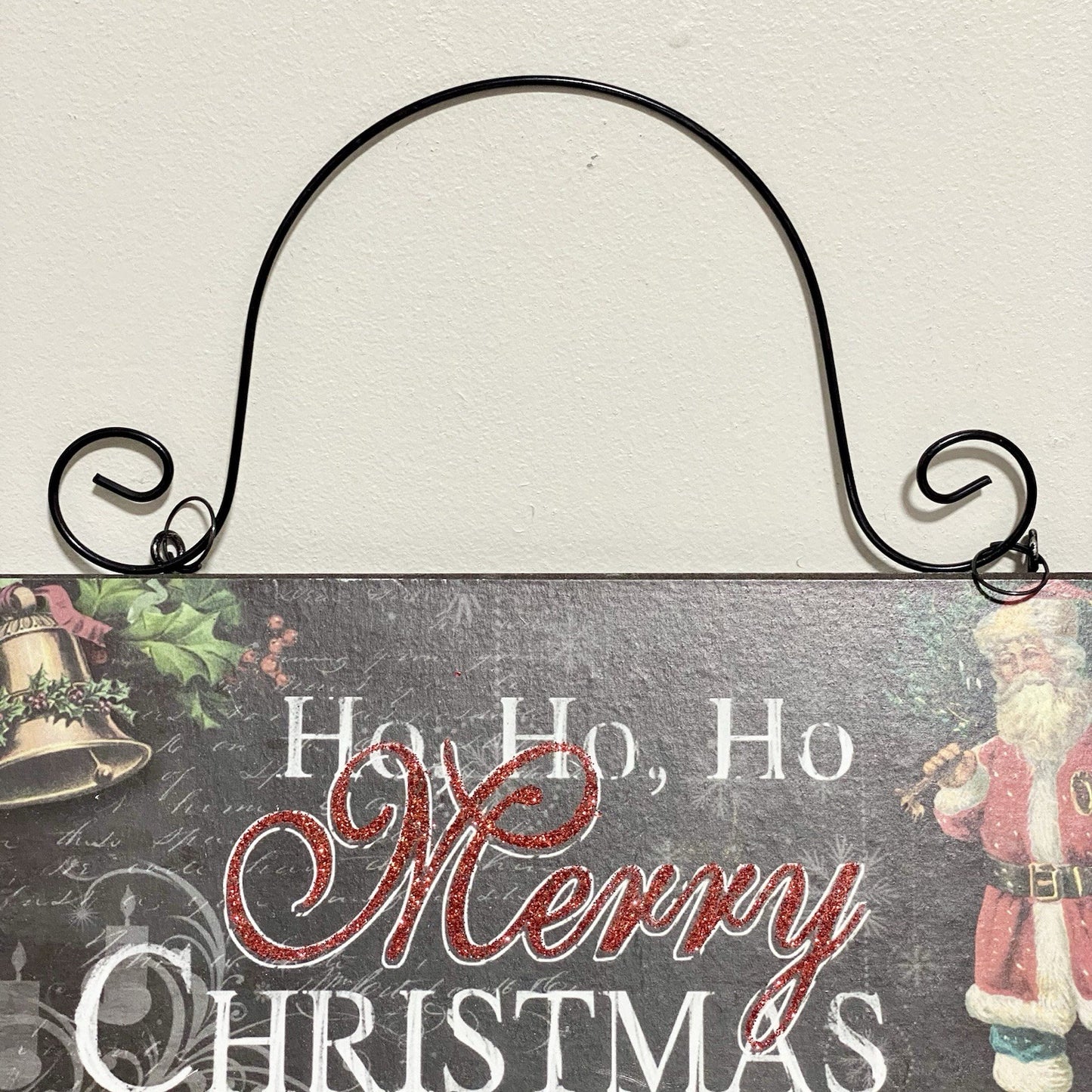 Ho Ho Ho Merry Christmas Santa Door Sign Plaque Wooden Xmas Hanging Decoration