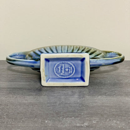 Vintage Irish Porcelain Blue Green Planter Double Handled 8 1/4” Length Ireland