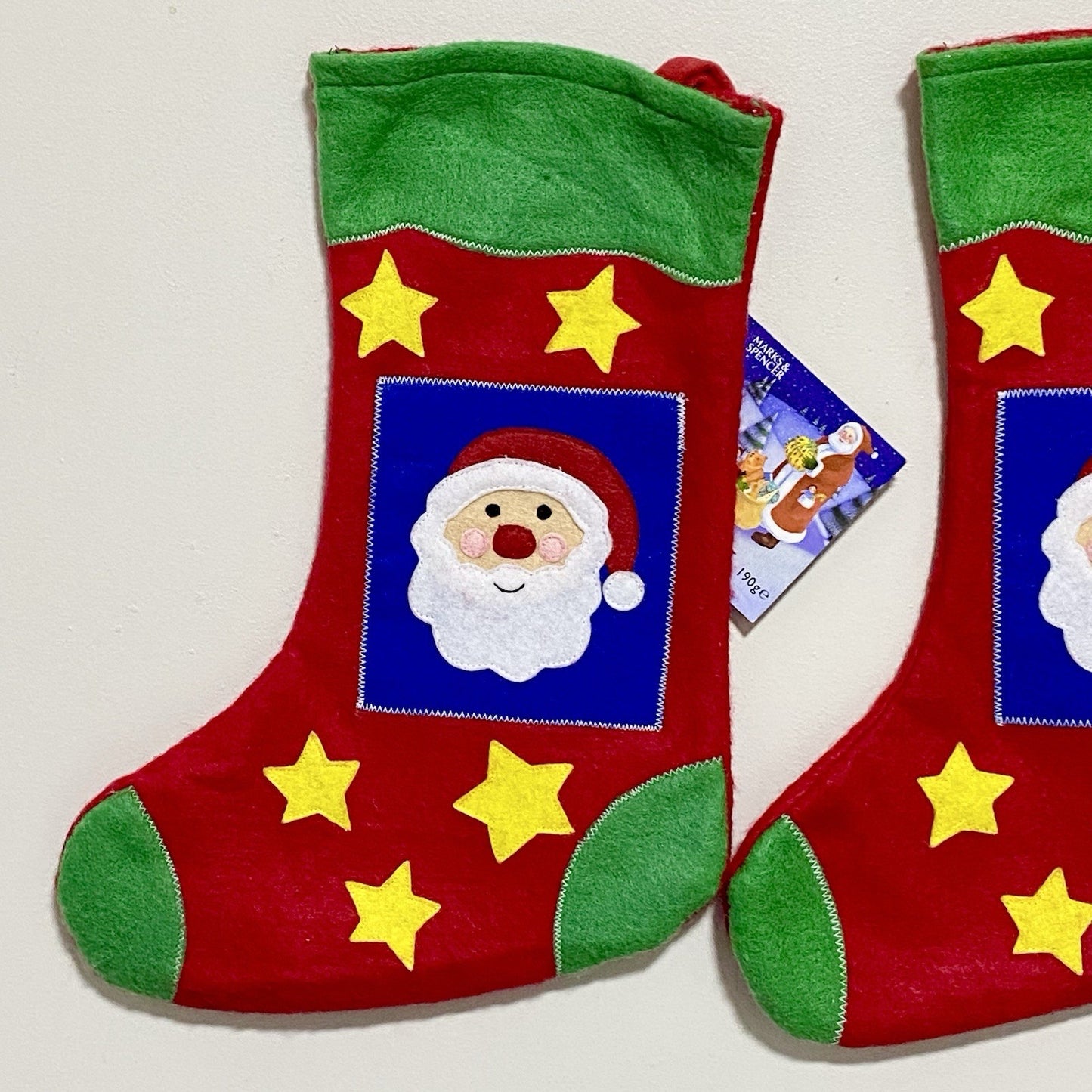 Christmas Stocking Santa Xmas Marks & Spencer 2x Pair Set Hanging Decoration