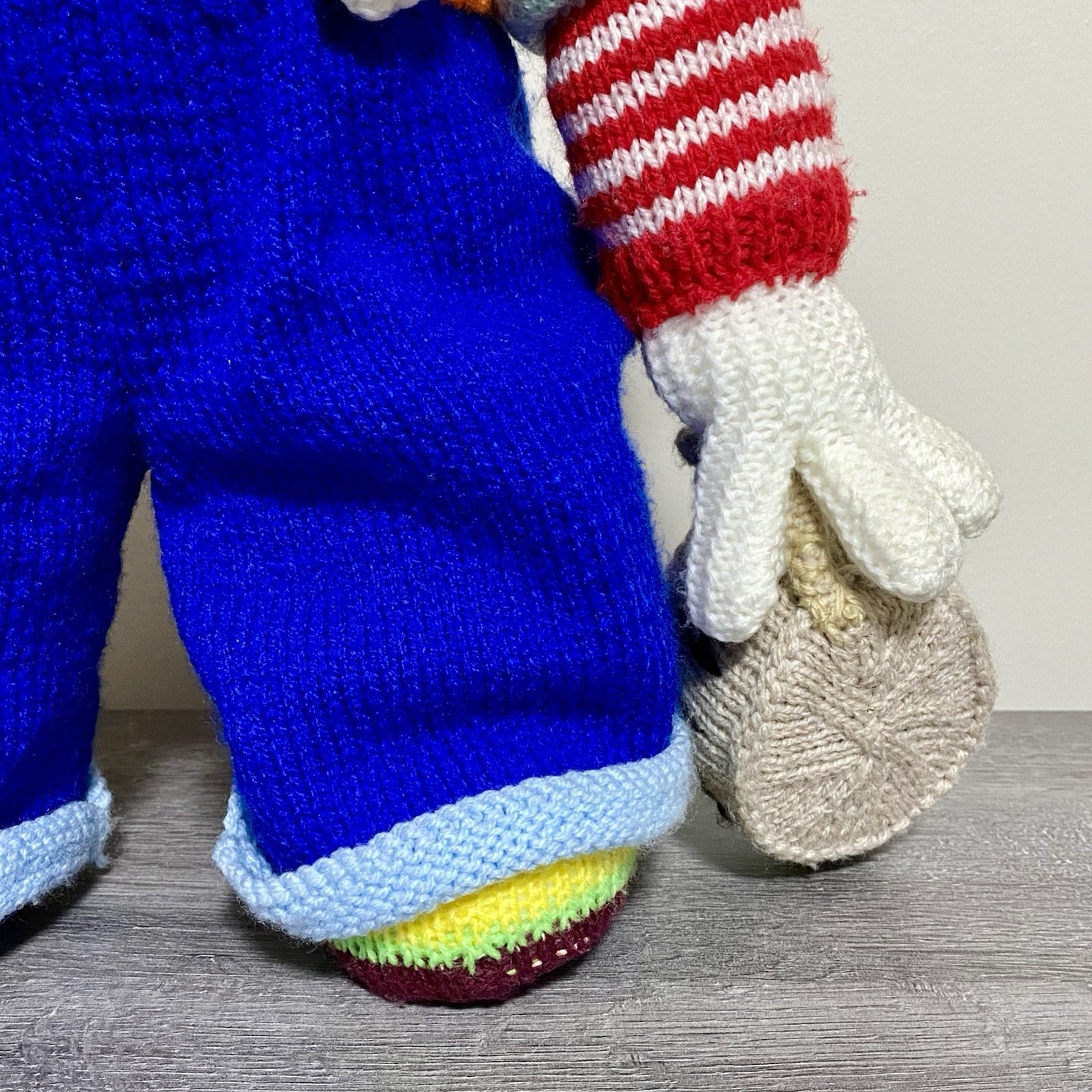 Vintage Jean Greenhowe Hand Knitted XXL Large Mechanic Clown Plush Soft Toy Rare