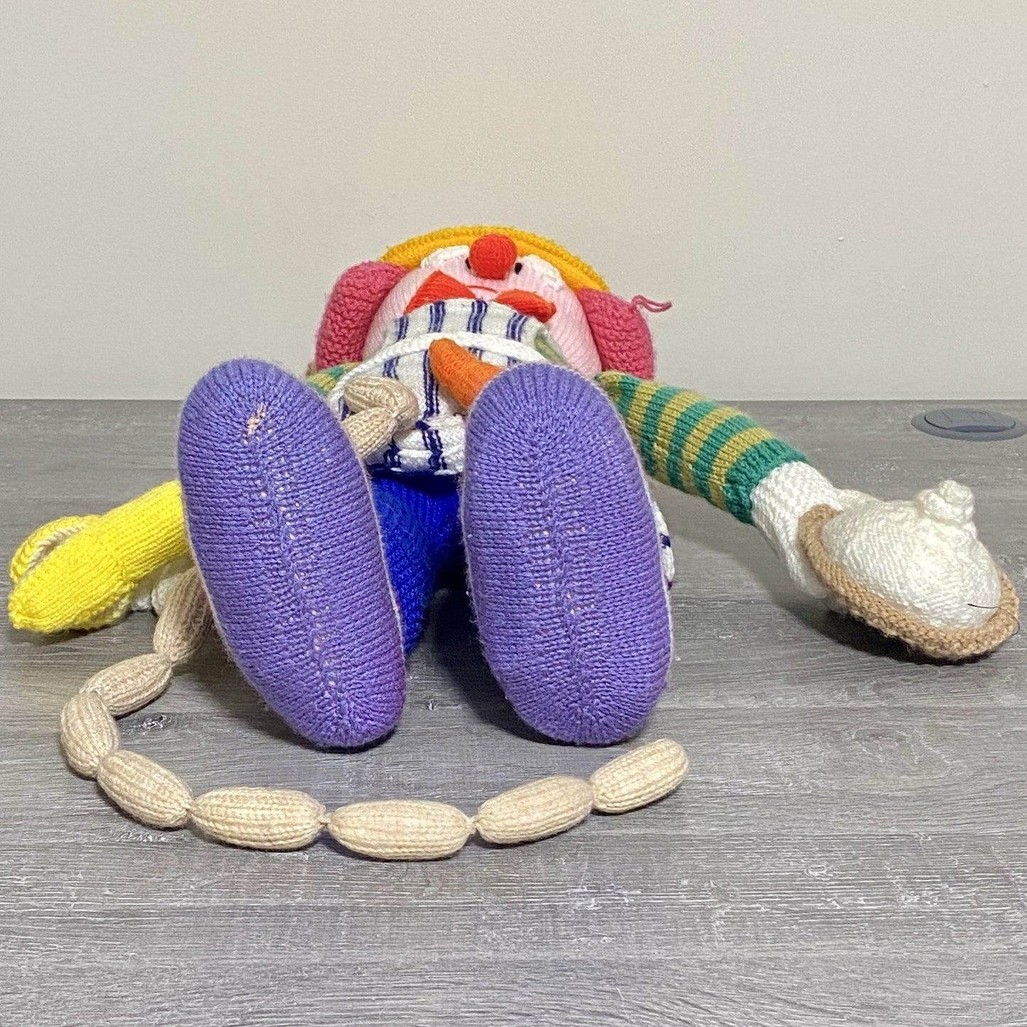 Vintage Jean Greenhowe Hand Knitted XXL Large Butcher Clown Plush Soft Toy Rare