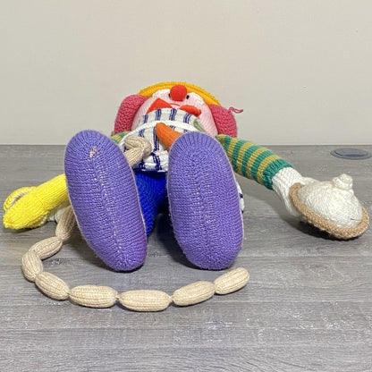 Vintage Jean Greenhowe Hand Knitted XXL Large Butcher Clown Plush Soft Toy Rare
