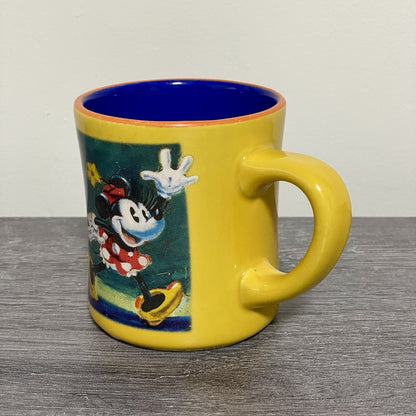 Official Disney Store Minnie Mouse Coffee Mug Yellow Vintage Retro Tea Cup Rare