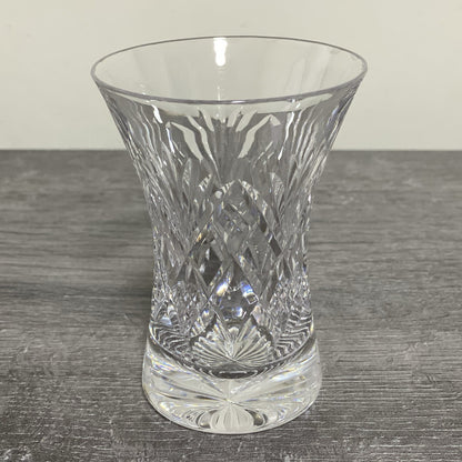 Vintage Small Round Cut Crystal Glass Vase Art Deco Diamond Pattern Retro Style