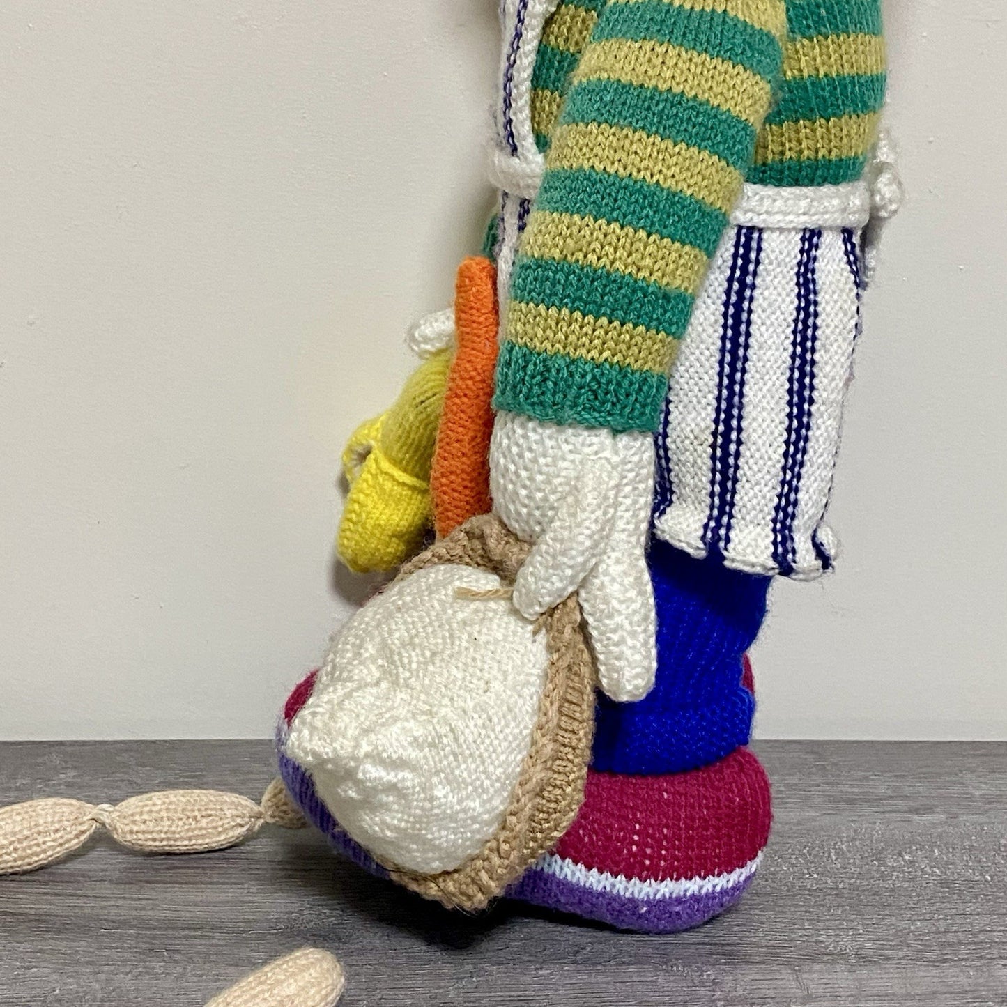 Vintage Jean Greenhowe Hand Knitted XXL Large Butcher Clown Plush Soft Toy Rare