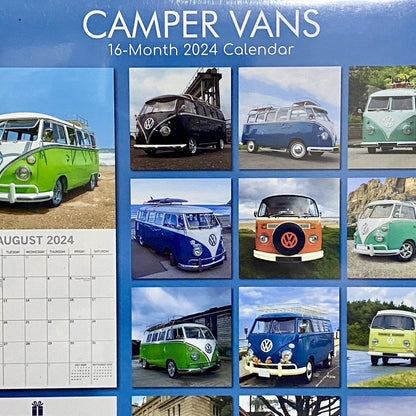 2024 Camper Vans Calendar Hippie Van Volkswagen Wall Hanging Art Deco Prints