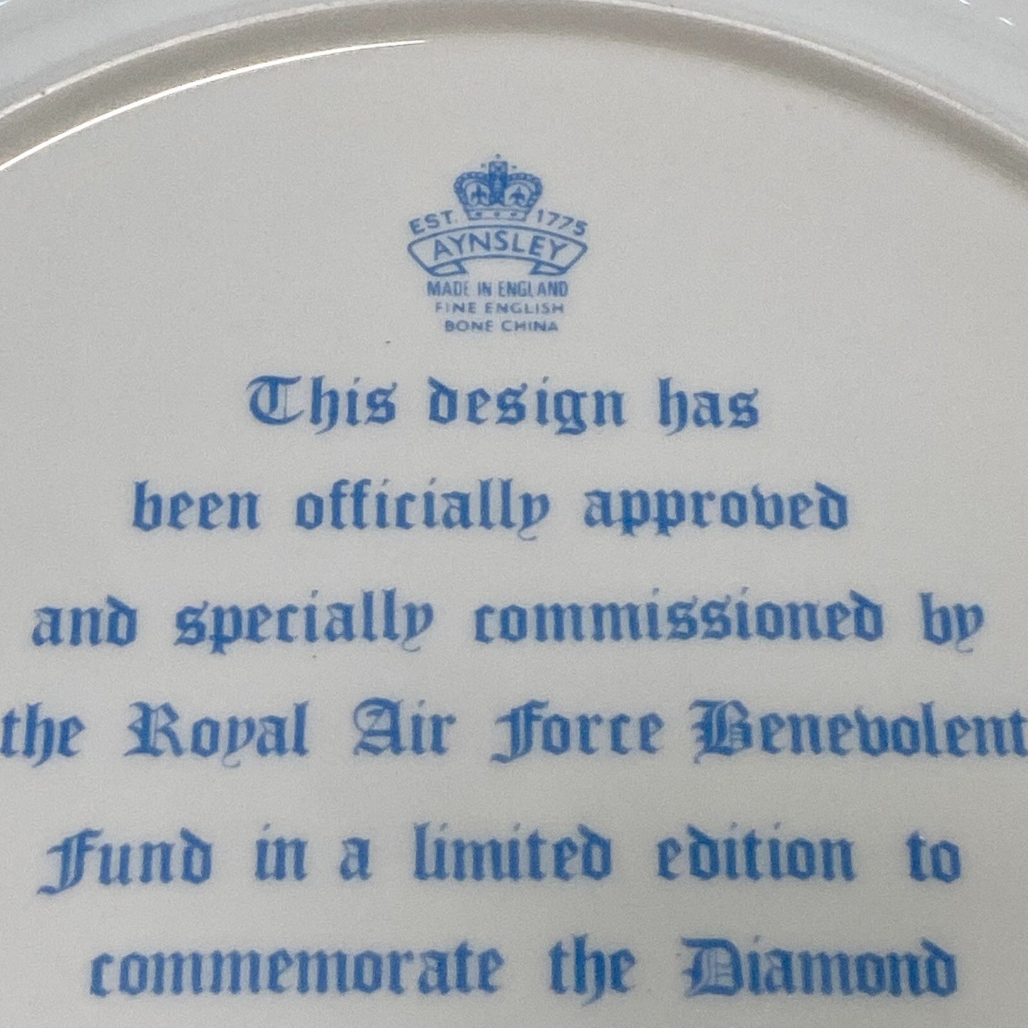 Royal Air Force RAF 60th Anniversary 1918-1978 Aynsley Commemorative Plate