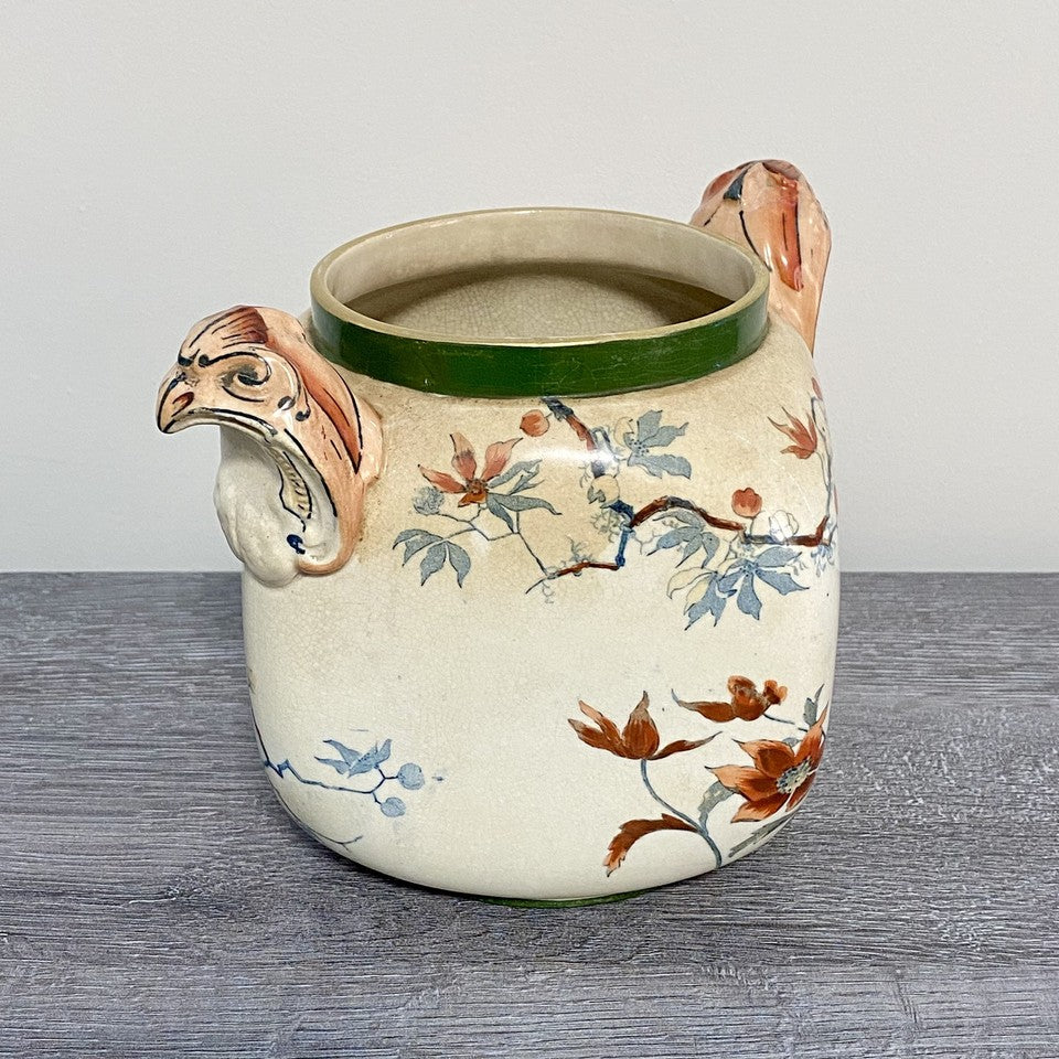 Antique Doulton Warwick Burslem Vase 1882 - 1902 Mark Floral Eagle Handled Rare