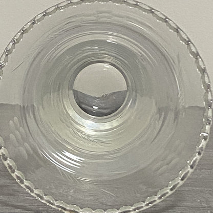 Vintage Crystal Cut Glass Clear Round Floral Art Deco Flared Rimmed Edge Vase