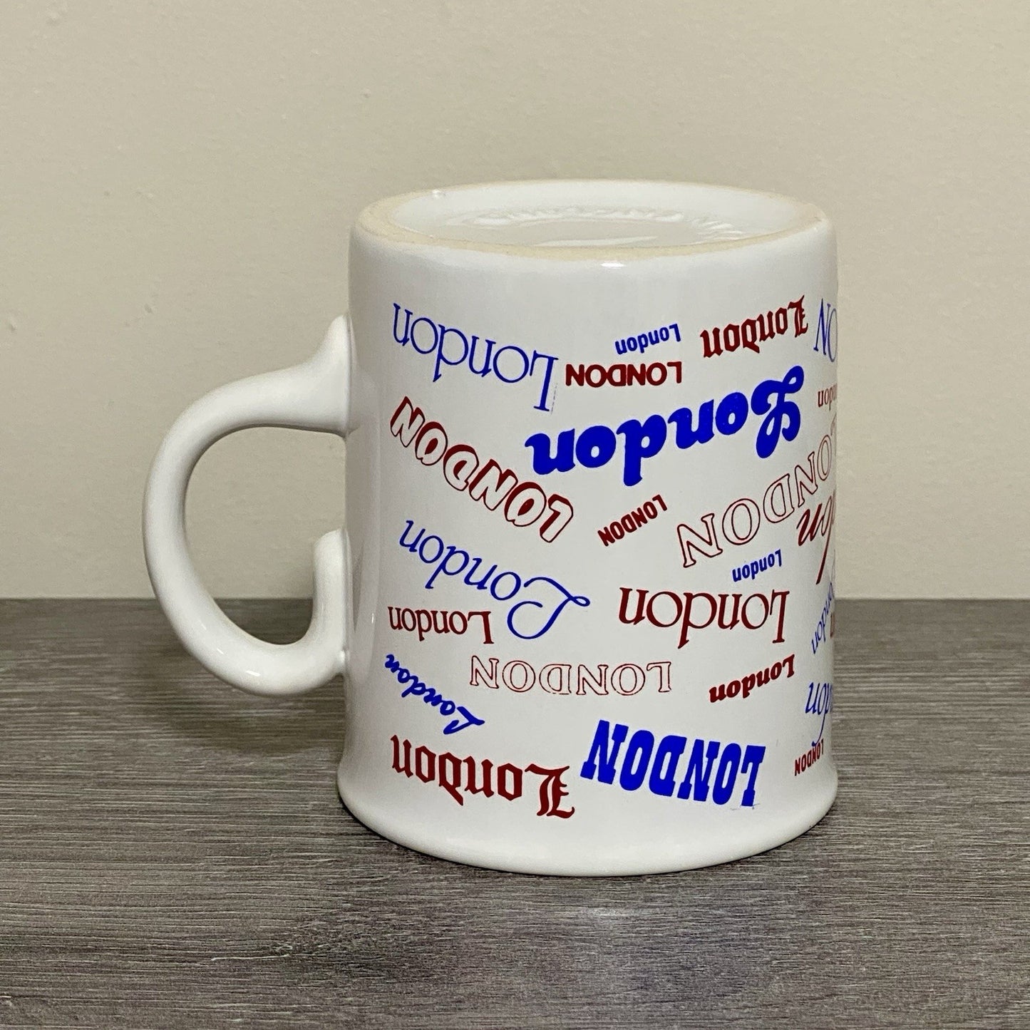 Vintage London Writing Fonts Coffee Mug Collectible Tea Cup Made In England Rare