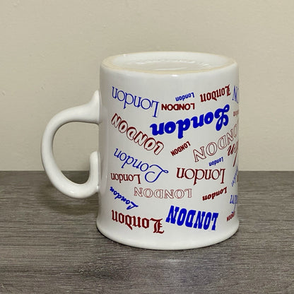 Vintage London Writing Fonts Coffee Mug Collectible Tea Cup Made In England Rare