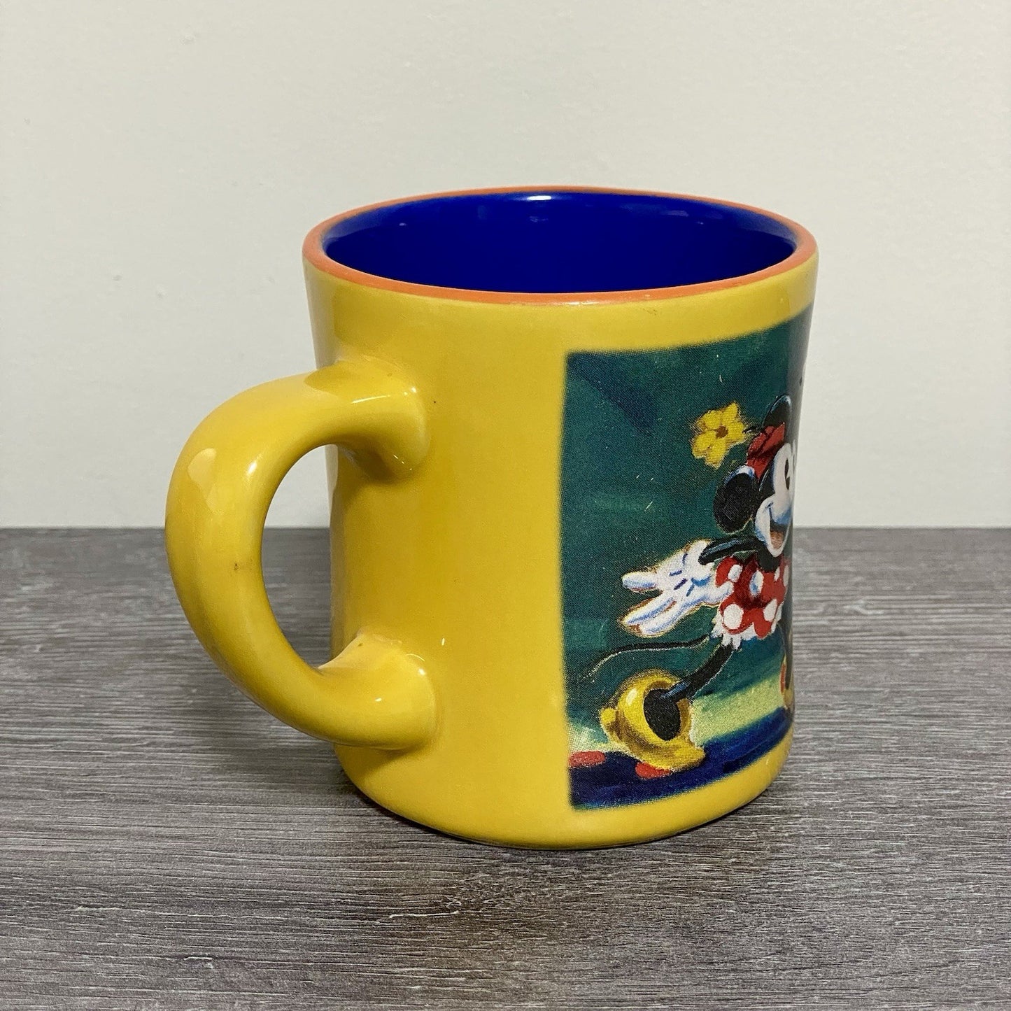 Official Disney Store Minnie Mouse Coffee Mug Yellow Vintage Retro Tea Cup Rare