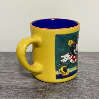 Official Disney Store Minnie Mouse Coffee Mug Yellow Vintage Retro Tea Cup Rare