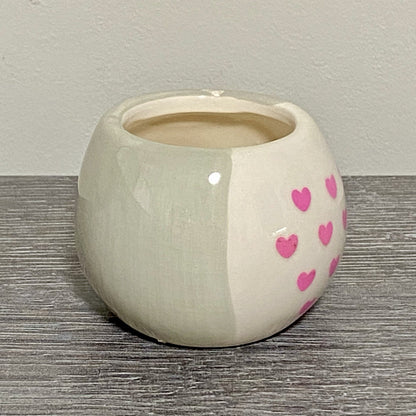 Small Round Ceramic Pot Dish With Hearts Heart Plant Pot Planter Bud Vase Holder
