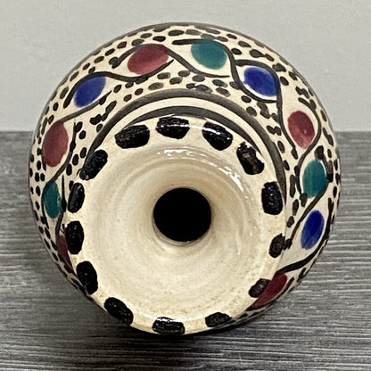 Vintage Laouini Nabeul Tunisie Small Bud Vase Art Deco Patterned Pottery Rare