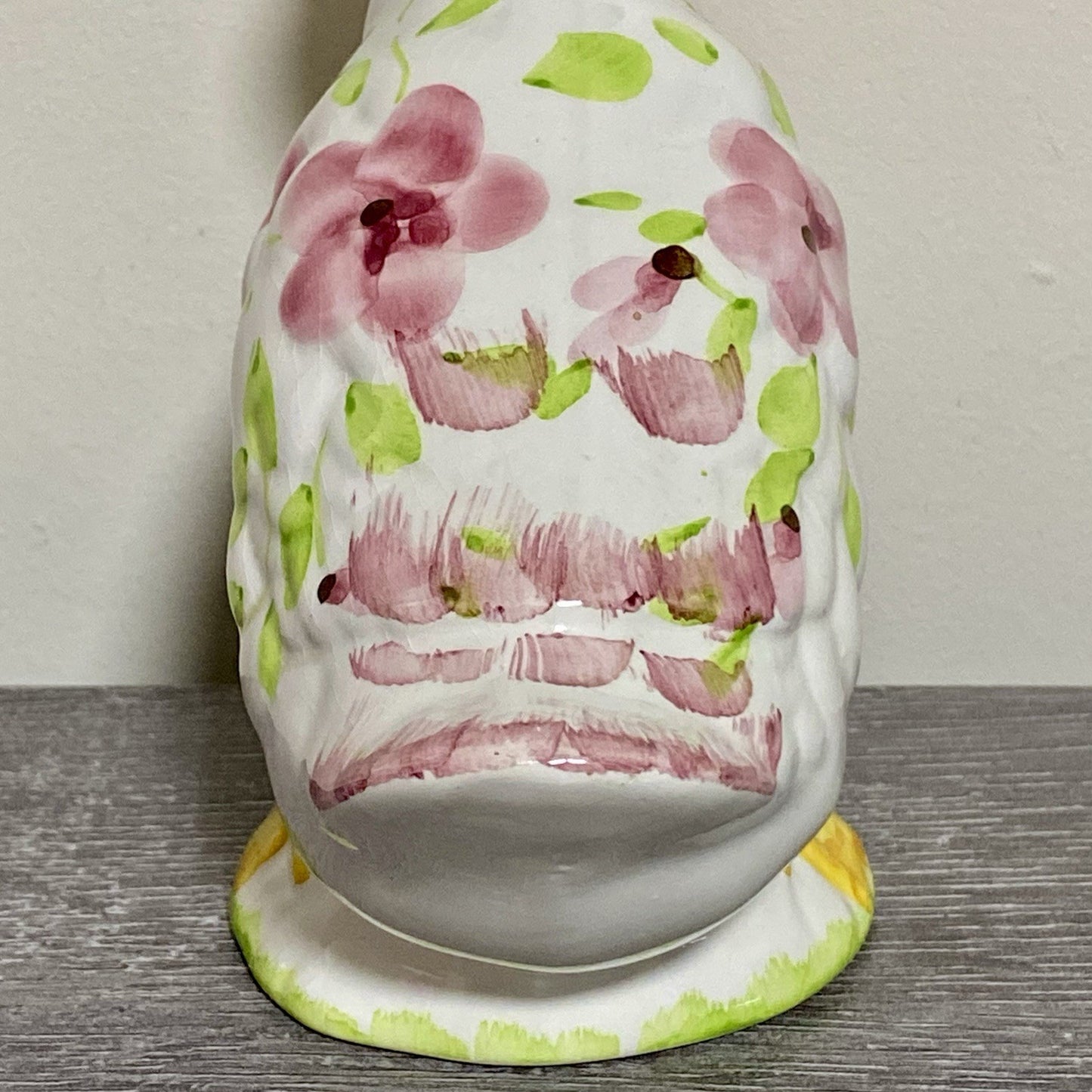 Vintage Floral Duck Bird Figurine Art Deco Pottery Retro Hand Painted 1970s Fig