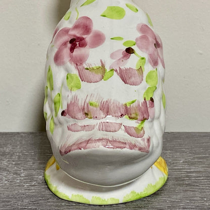 Vintage Floral Duck Bird Figurine Art Deco Pottery Retro Hand Painted 1970s Fig