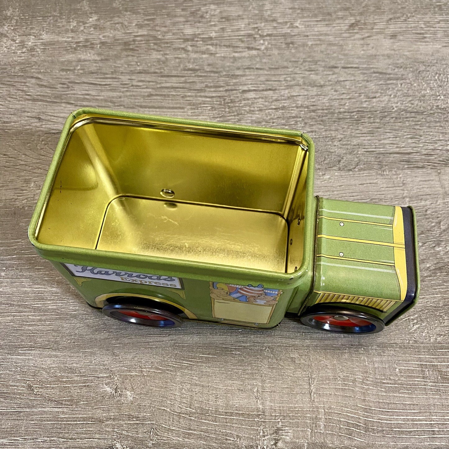 Vintage Harrods Express Truck Car With Moving Wheels & Lid Collectible Tin Rare