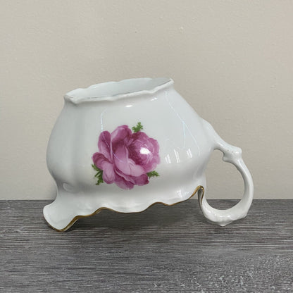 Vintage Bavaria Sugar Bowl & Creamer Jug Set Wild Rose Floral Design Gold Trim