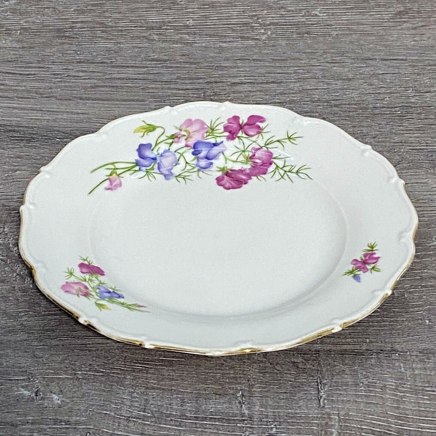 Haas & Czjzek Red Rose Floral Round Platter Chop Plate Gold Trim Czech China