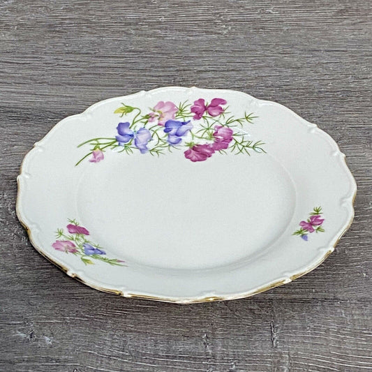 Haas & Czjzek Red Rose Floral Round Platter Chop Plate Gold Trim Czech China