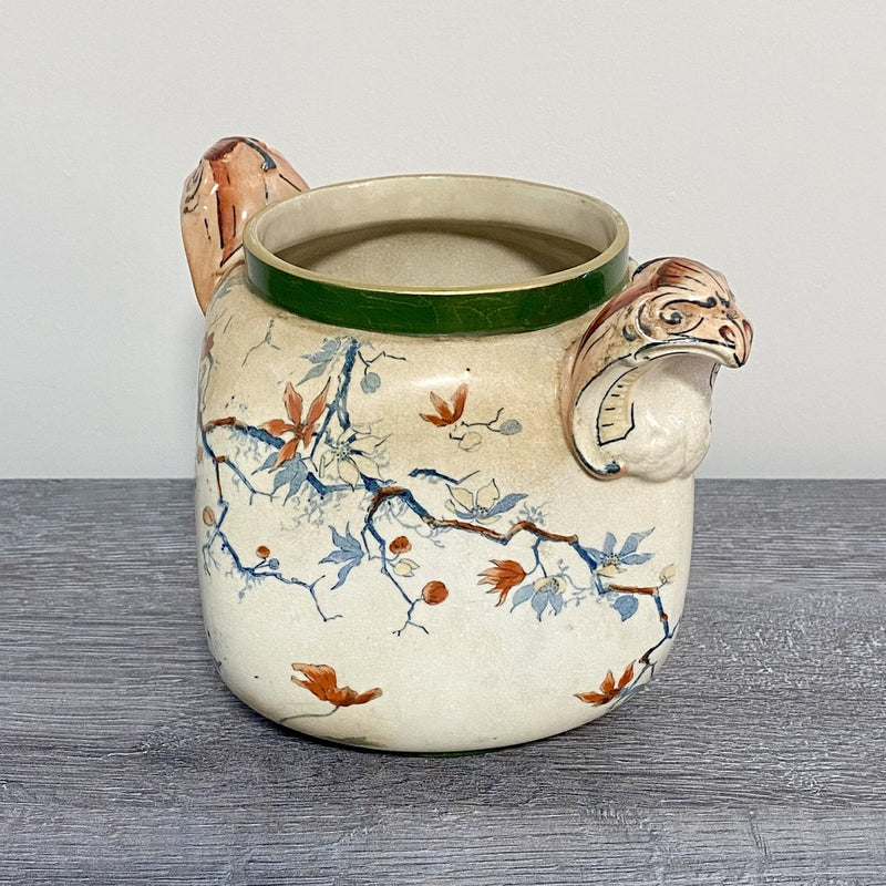 Antique Doulton Warwick Burslem Vase 1882 - 1902 Mark Floral Eagle Handled Rare