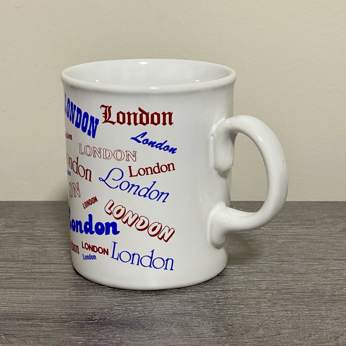 Vintage London Writing Fonts Coffee Mug Collectible Tea Cup Made In England Rare