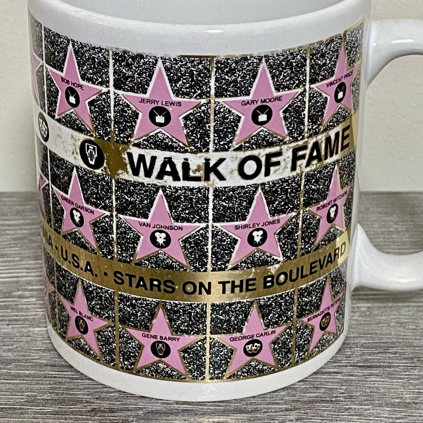 Vintage Hollywood Walk Of Fame Coffee Mug Tea Cup 1992 Famous Stars Celebrities