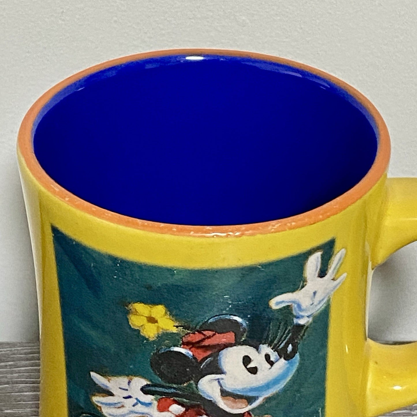 Official Disney Store Minnie Mouse Coffee Mug Yellow Vintage Retro Tea Cup Rare