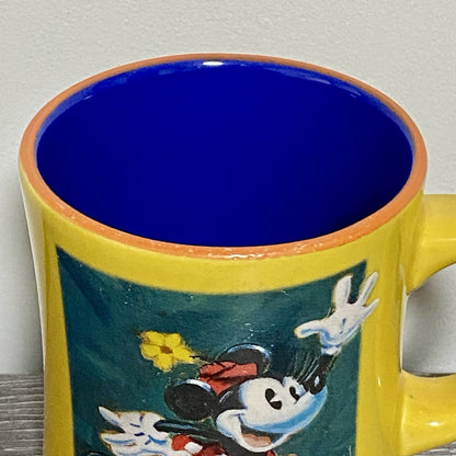 Official Disney Store Minnie Mouse Coffee Mug Yellow Vintage Retro Tea Cup Rare