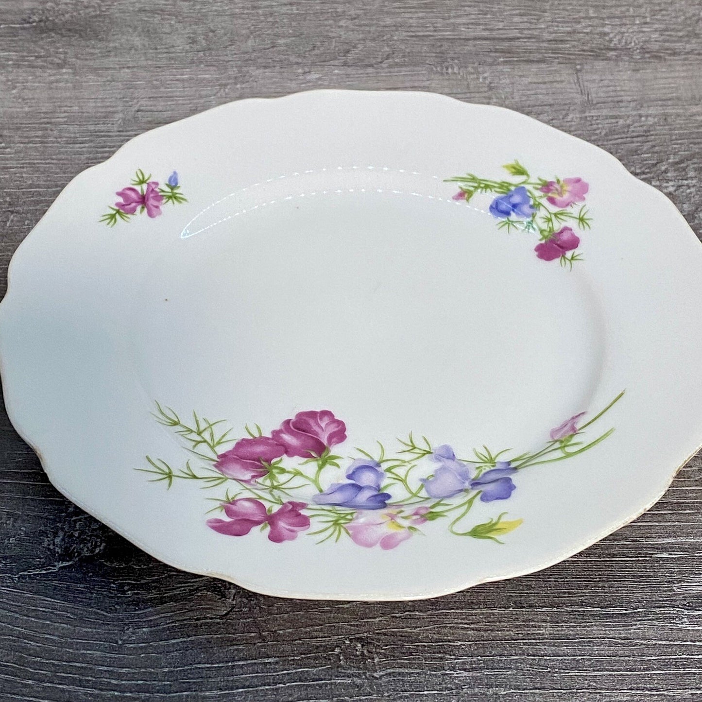 Vintage 2x Epiag Czechoslovakia Floral Plate Plates Rose Round Platter Czech Set