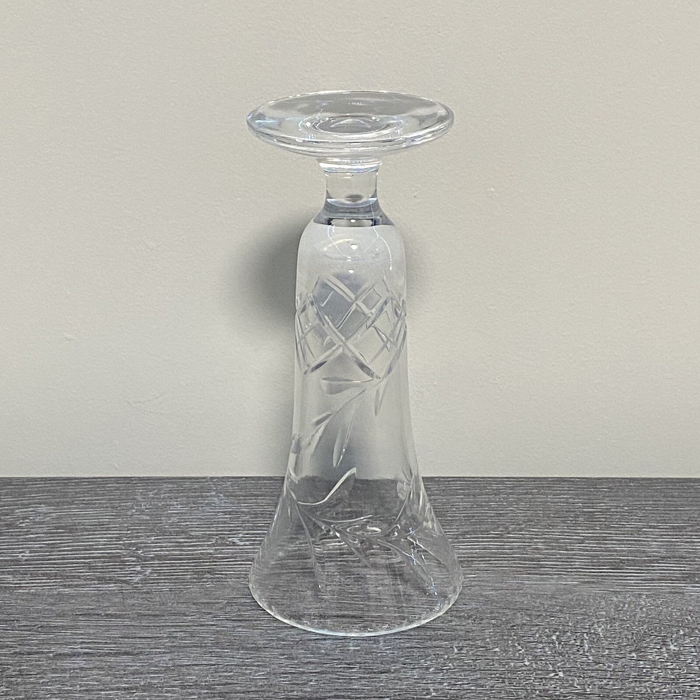 Vintage Crystal Cut Glass Clear Round Floral Art Deco Flared Fluted Flower Vase